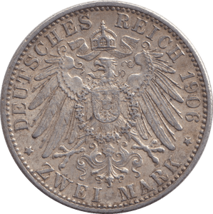 1906 TWO MARK MUNICH - SILVER WORLD COINS - Cambridgeshire Coins