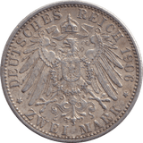 1906 TWO MARK MUNICH - SILVER WORLD COINS - Cambridgeshire Coins