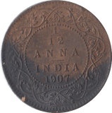 1907 1/12 ANNA INDIA - WORLD COINS - Cambridgeshire Coins