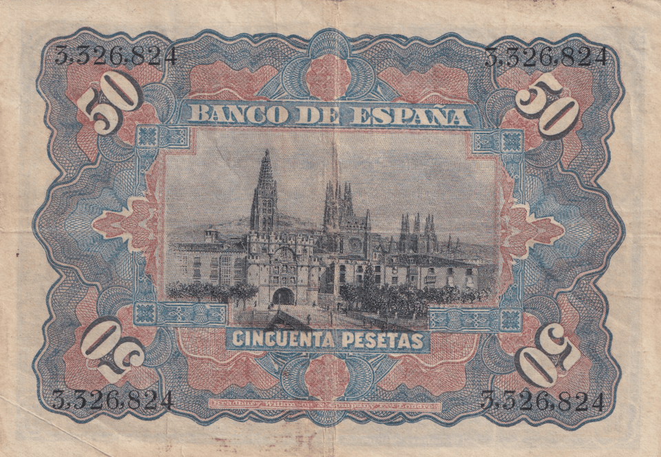 1907 50 PESTAS BANKNOTE SPAIN REF-1618 - WORLD BANKNOTES - Cambridgeshire Coins