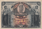 1907 50 PESTAS BANKNOTE SPAIN REF-1618 - WORLD BANKNOTES - Cambridgeshire Coins