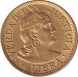 1907 GOLD 1/2 LIBRA PERU - GOLD WORLD COINS - Cambridgeshire Coins