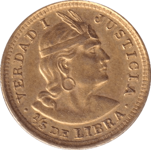 1907 GOLD 1/5 LIBRA PERU - GOLD WORLD COINS - Cambridgeshire Coins