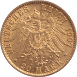 1907 GOLD 20 MARK GERMANY - GOLD WORLD COINS - Cambridgeshire Coins