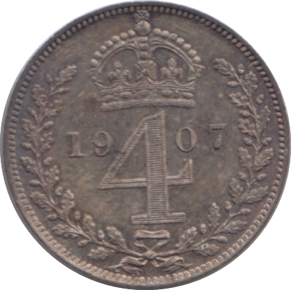 1907 MAUNDY FOURPENCE ( UNC ) - MAUNDY FOURPENCE - Cambridgeshire Coins