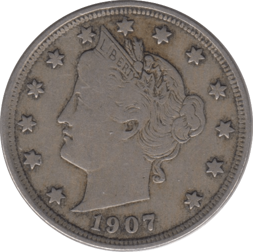 1907 NICKEL 5 CENTS USA - WORLD COINS - Cambridgeshire Coins