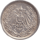 1907 SILVER 1/2 MARK GERMANY - SILVER WORLD COINS - Cambridgeshire Coins