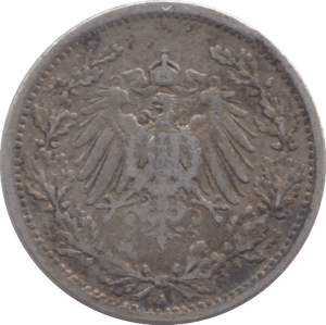 1907 SILVER 1/2 MARK GERMANY - SILVER WORLD COINS - Cambridgeshire Coins