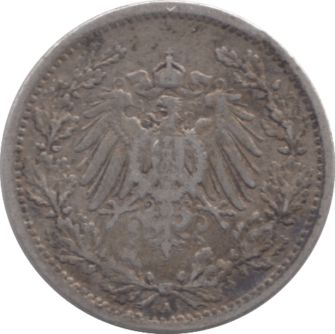 1907 SILVER 1/2 MARK GERMANY - SILVER WORLD COINS - Cambridgeshire Coins