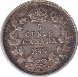 1907 SILVER 5 CENTS CANADA - SILVER WORLD COINS - Cambridgeshire Coins