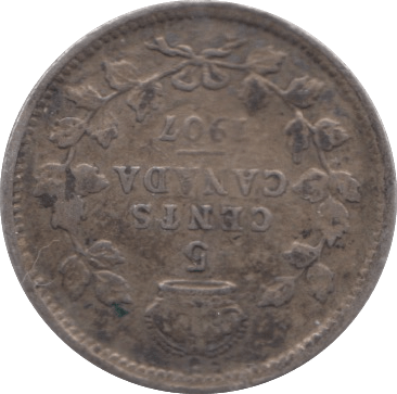 1907 SILVER 5 CENTS CANADA - SILVER WORLD COINS - Cambridgeshire Coins
