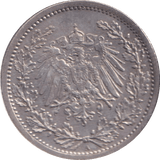 1907 SILVER HALF MARK GERMANY - SILVER WORLD COINS - Cambridgeshire Coins