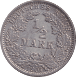 1907 SILVER HALF MARK GERMANY - SILVER WORLD COINS - Cambridgeshire Coins