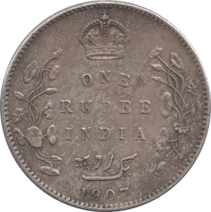 1907 SILVER ONE RUPEE INDIA - SILVER WORLD COINS - Cambridgeshire Coins