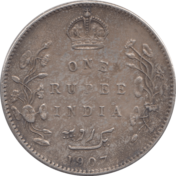 1907 SILVER ONE RUPEE INDIA - SILVER WORLD COINS - Cambridgeshire Coins