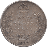 1907 SILVER ONE RUPEE INDIA - SILVER WORLD COINS - Cambridgeshire Coins