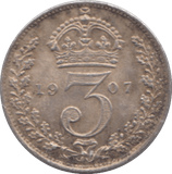 1907 SILVER THREEPENCE ( EF ) - Threepence - Cambridgeshire Coins