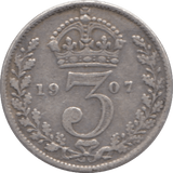 1907 SILVER THREEPENCE ( FINE ) - Threepence - Cambridgeshire Coins