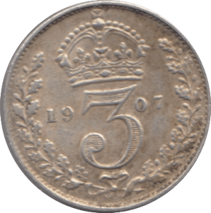 1907 THREEPENCE ( EF ) - THREEPENCE - Cambridgeshire Coins