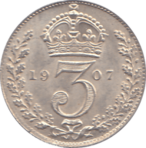 1907 THREEPENCE ( UNC ) - THREEPENCE - Cambridgeshire Coins