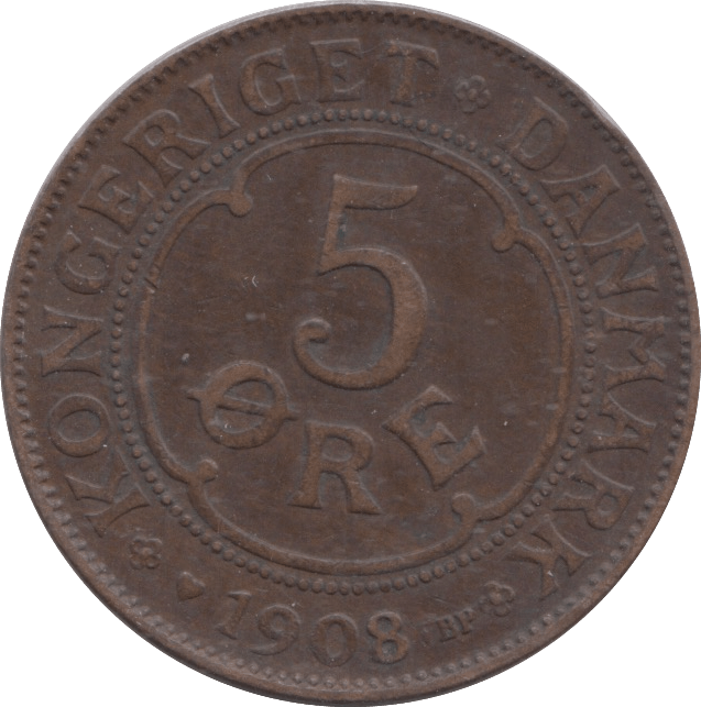 1908 DENMARK 5 ORE - WORLD COINS - Cambridgeshire Coins