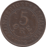 1908 DENMARK 5 ORE - WORLD COINS - Cambridgeshire Coins