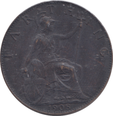1908 FARTHING ( AUNC ) - FARTHING - Cambridgeshire Coins