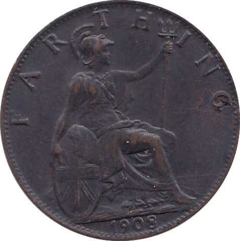 1908 FARTHING ( AUNC ) - FARTHING - Cambridgeshire Coins