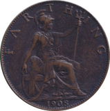 1908 FARTHING ( GVF ) - FARTHING - Cambridgeshire Coins