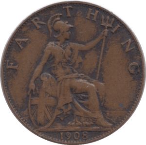 1908 FARTHING ( VF ) - Farthing - Cambridgeshire Coins