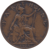 1908 FARTHING ( VF ) - Farthing - Cambridgeshire Coins