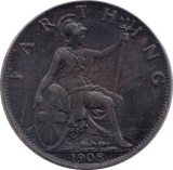 1908 FARTHING ( VF ) - Farthing - Cambridgeshire Coins