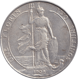 1908 FLORIN ( EF ) - FLORIN - Cambridgeshire Coins