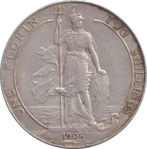 1908 FLORIN ( VF ) - FLORIN - Cambridgeshire Coins