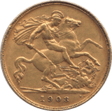 1908 GOLD HALF SOVEREIGN ( EF ) - Half Sovereign - Cambridgeshire Coins