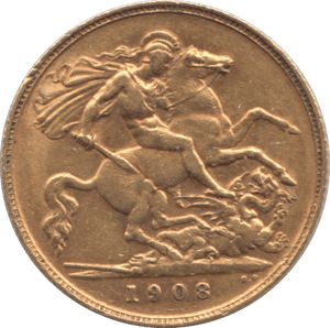 1908 GOLD HALF SOVEREIGN ( GVF ) - HALF SOVEREIGN - Cambridgeshire Coins