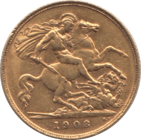 1908 GOLD HALF SOVEREIGN ( GVF ) - HALF SOVEREIGN - Cambridgeshire Coins