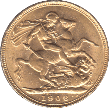 1908 GOLD SOVEREIGN ( AUNC ) - SOVEREIGN - Cambridgeshire Coins