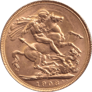 1908 GOLD SOVEREIGN ( AUNC ) - SOVEREIGN - Cambridgeshire Coins