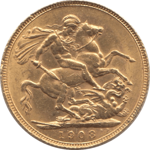 1908 GOLD SOVEREIGN ( EF ) - SOVEREIGN - Cambridgeshire Coins