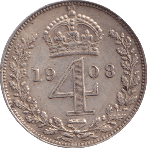 1908 MAUNDY FOURPENCE ( EF ) - MAUNDY FOURPENCE - Cambridgeshire Coins