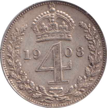 1908 MAUNDY FOURPENCE ( EF ) - MAUNDY FOURPENCE - Cambridgeshire Coins