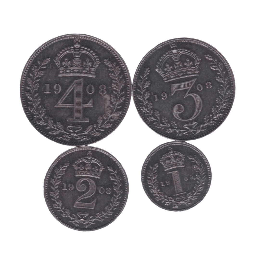 1908 MAUNDY SET EDWARD VII - Maundy Set - Cambridgeshire Coins