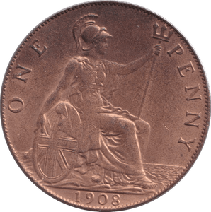 1908 PENNY ( AUNC ) - PENNY - Cambridgeshire Coins