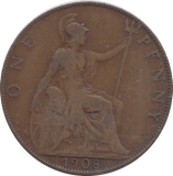 1908 PENNY ( FINE ) - PENNY - Cambridgeshire Coins