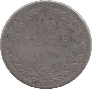 1908 SILVER 10 CENTS NETHERLANDS - SILVER WORLD COINS - Cambridgeshire Coins