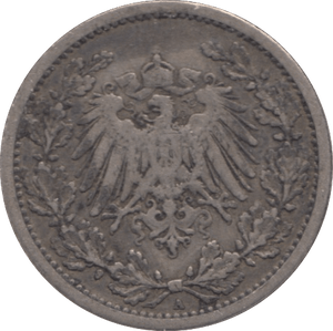 1908 SILVER 1/2 MARK GERMANY - SILVER WORLD COINS - Cambridgeshire Coins
