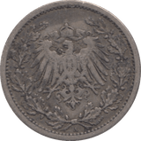 1908 SILVER 1/2 MARK GERMANY - SILVER WORLD COINS - Cambridgeshire Coins