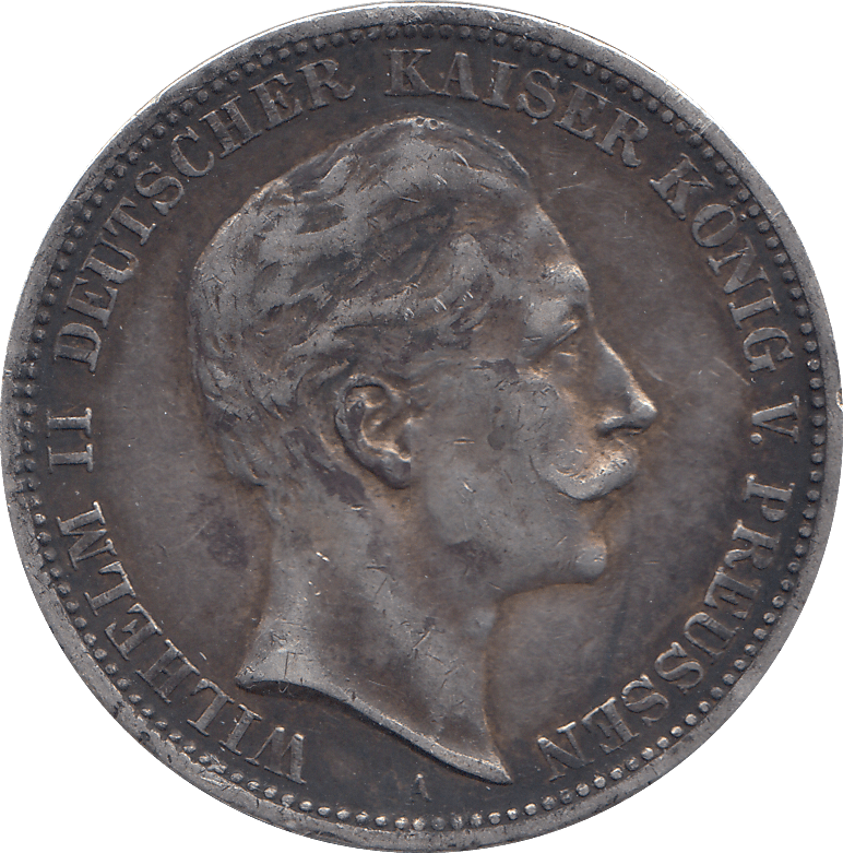 1908 SILVER 3 MARKS GERMANY - SILVER WORLD COINS - Cambridgeshire Coins