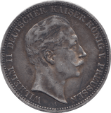1908 SILVER 3 MARKS GERMANY - SILVER WORLD COINS - Cambridgeshire Coins